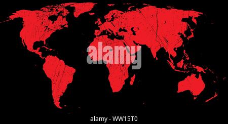 Mappa del mondo in stile grunge. Illustrazione Vettoriale