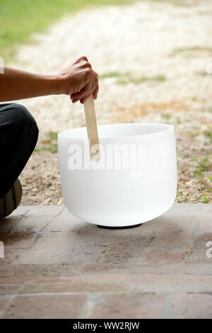 Cristallo di quarzo campane tibetane Foto Stock