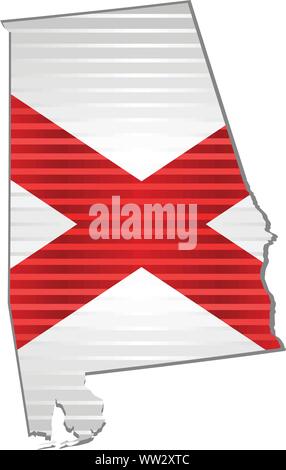 Shiny Grunge mappa dell'Alabama - Illustrazione, mappa tridimensionale di Alabama Illustrazione Vettoriale