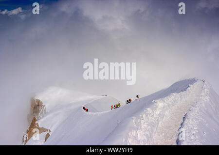 Percorso dall'Aiguille du Midi (Mont Blanc) Foto Stock