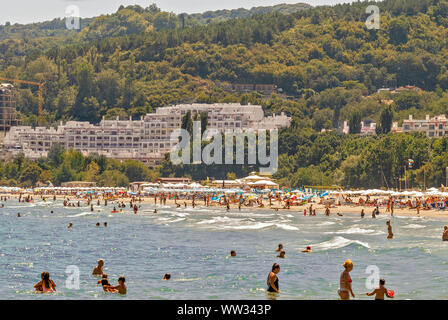 Spiaggia di Varna, Mar Nero a riva, Bulgaria; Foto Stock