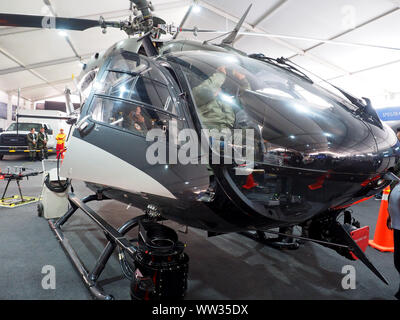 Eurocopter EC145, elicottero della polizia peruviana visualizzati alla settima edizione della difesa internazionale mostra tecnologica, SITDEF, 2019, presso la sede dell'esercito peruviano. La manifestazione si svolge da maggio il XVI e il XIX con la presenza di rappresentanti provenienti da 28 paesi. Foto Stock