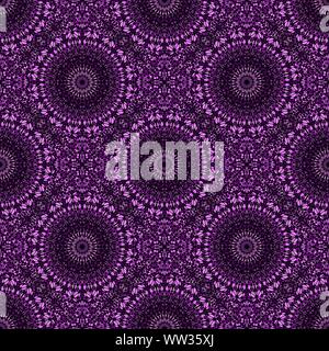 Oriental scuro ghiaia geometriche mandala pattern ornamento arte - viola abstract bohemian spirituale vettore perfetta illustrazione dello sfondo Illustrazione Vettoriale