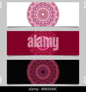 Geometriche mandala orizzontale banner set di sfondo - abstract vettore colorati elementi grafici con motivi floreali mandala Illustrazione Vettoriale