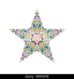 Isolato astratto mosaico piastrellato pentacolo stella poligono - poligonale geometriche ornamentali elemento vettore Illustrazione Vettoriale