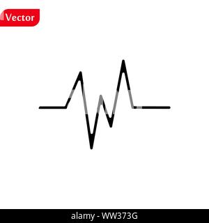 Cuore di heartbeat Impulso battito piatto icona vettore per applicazioni mediche e siti web Illustrazione Vettoriale
