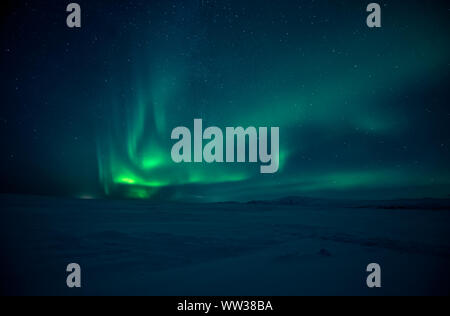 Northern lights aurora boreale in inverno Foto Stock