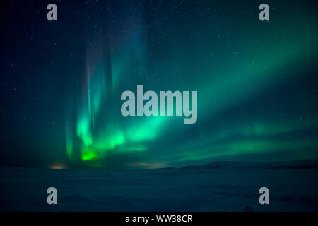Northern lights aurora boreale in inverno Foto Stock