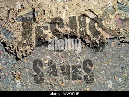 Gesù vive Gesù salva e il pesce icthus il segno per i credenti Foto Stock