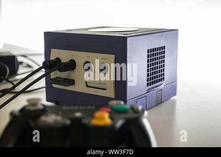 Un Nintendo GameCube Video games console una console per giochi e rilasciato nel 2001 Foto Stock