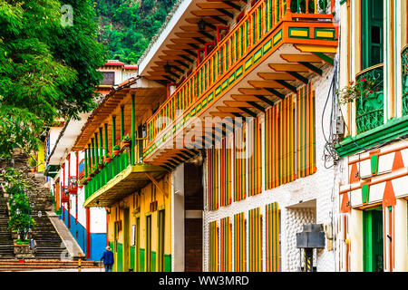 Vista su Jerico, Colombia, Antioquia, le strade della città coloniale, situato nel sud-ovest di Antioquia, Colombia Foto Stock