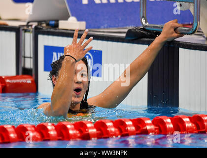 Londra, Regno Unito. 12 Sep, 2019. Gran Bretagna TAI Alice celebra dopo le Donne 400m Freestyle S8 Final durante il giorno quattro del mondo 2019 Para Nuoto Campionati di Allianz a London Aquatics Centre di giovedì, 12 settembre 2019. Londra Inghilterra. Credito: Taka G Wu/Alamy Live News Foto Stock