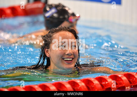 Londra, Regno Unito. 12 Sep, 2019. Gran Bretagna TAI Alice celebra dopo le Donne 400m Freestyle S8 Final durante il giorno quattro del mondo 2019 Para Nuoto Campionati di Allianz a London Aquatics Centre di giovedì, 12 settembre 2019. Londra Inghilterra. Credito: Taka G Wu/Alamy Live News Foto Stock