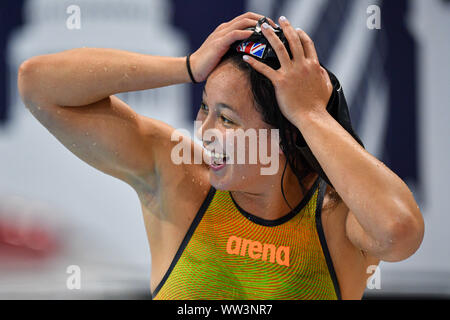 Londra, Regno Unito. 12 Sep, 2019. Gran Bretagna TAI Alice celebra dopo le Donne 400m Freestyle S8 Final durante il giorno quattro del mondo 2019 Para Nuoto Campionati di Allianz a London Aquatics Centre di giovedì, 12 settembre 2019. Londra Inghilterra. Credito: Taka G Wu/Alamy Live News Foto Stock