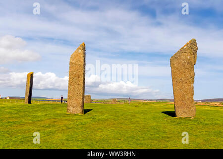 Pietre permanente di Stenness risale almeno 3100BC e fanno parte del Cuore delle Orcadi Neolitiche Sito Patrimonio Mondiale dell'UNESCO, Scozia