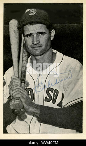 Foto autografate di Bobby Doerr che era una Hall of Fame giocatore di baseball che ha giocato tutta la sua carriera con il Boston Red Sox dal 1937 al 1951. Foto Stock