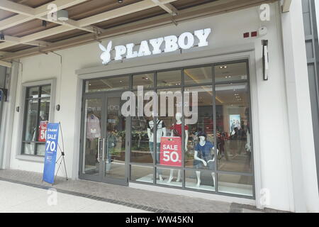 Samut Prakan, Tailandia - 06 Settembre 2019: Playboy store nel nuovo centro commerciale chiamato Villaggio centrale. Foto Stock