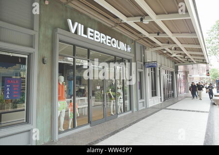 Samut Prakan, Tailandia - 06 Settembre 2019: Vilebrequin store nel nuovo centro commerciale chiamato Villaggio centrale. Foto Stock