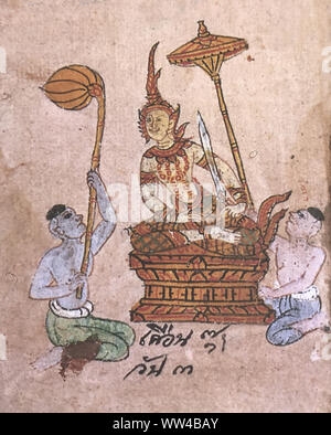 ANTICO THAI ETHNIC TRADIZIONALE PITTURA MANOSCRITTO D'ARTE Foto Stock