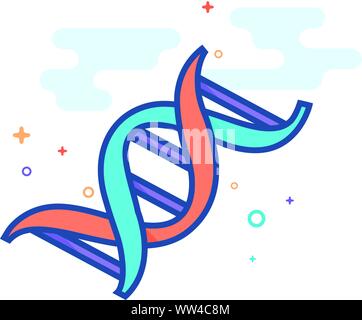 Filamenti di DNA icona nel delineato schermo piatto a colori e stile. Illustrazione Vettoriale. Illustrazione Vettoriale