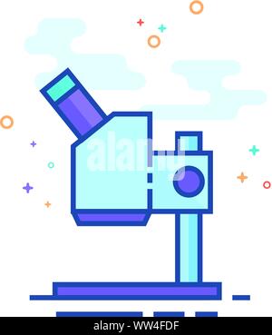 Icona di microscopio in delineato schermo piatto a colori e stile. Illustrazione Vettoriale. Illustrazione Vettoriale