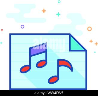 Note musicali icona nel delineato schermo piatto a colori e stile. Illustrazione Vettoriale. Illustrazione Vettoriale