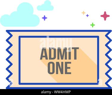 Icona ticket in delineato schermo piatto a colori e stile. Illustrazione Vettoriale. Illustrazione Vettoriale