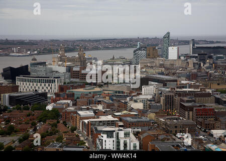 Ripresa aerea della città di Liverpool nel Regno Unito Foto Stock