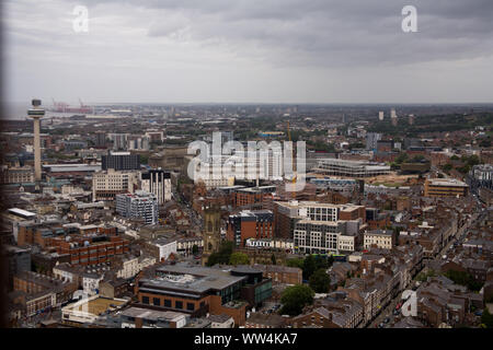 Ripresa aerea della città di Liverpool nel Regno Unito Foto Stock