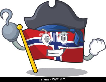 Pirate bandiera della Norvegia a forma di caratteri su cartoon Illustrazione Vettoriale