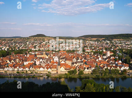 Vista da sopra Karlsburg principali, Karlstadt, bassa Franconia, Franconia, Baviera, Germania Foto Stock