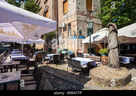 Belgrado, Serbia - agosto 07: Skadarlija (Skandarska), Belgrado il quartiere pieno di ristoranti e caffetterie il 7 agosto 2019 in Serbia Foto Stock