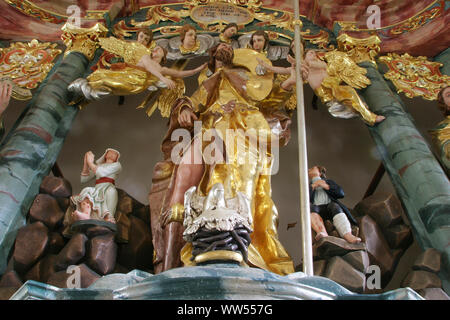 Saint Roch, statua sull altare principale nella Cappella di San Rocco in Sveta Nedelja, Croazia Foto Stock