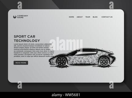 Pagina Web design raccolta di modelli di auto sportive, tecnologia industriale. Abstract Wireframe dal dot e progettazione di linee Illustrazione Vettoriale