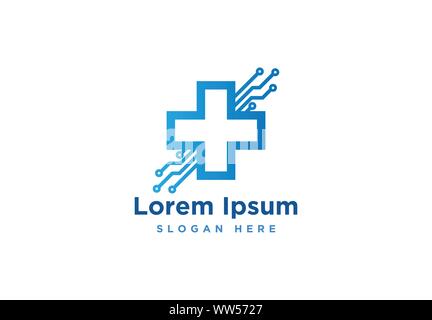 Croce di medicina e salute Logo farmacia template vettoriale Illustrazione Vettoriale