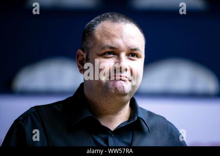 Foto di Scottish professional snooker player Stephen Maguire al primo round del 2019 Snooker Masters di Shanghai in Cina a Shanghai, 9 settembre 2019. Stephen Maguire perso di Xiao Guodong al primo round del 2019 Snooker Masters di Shanghai 2-6. Foto Stock