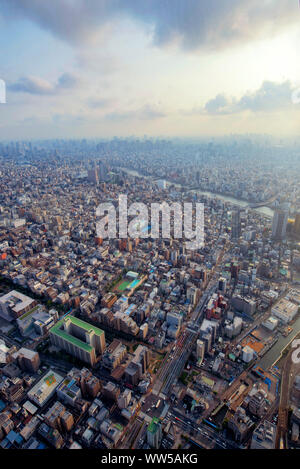 Aerial cityscape, Tokyo, Honshu, Giappone Foto Stock