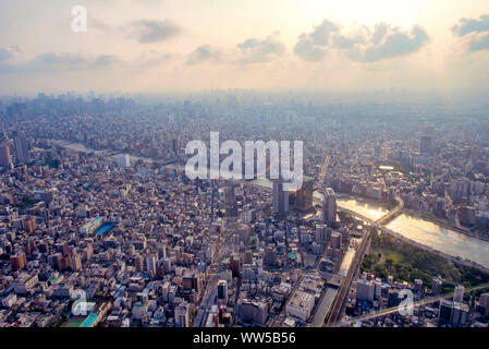 Aerial cityscape, Tokyo, Honshu, Giappone Foto Stock