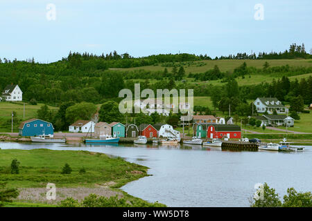 Fiume francese di villaggio di pescatori in Prince Edward Island Foto Stock