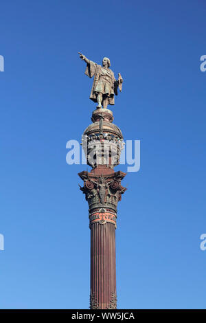 Colonna di Columbus, Monument a Colom, Placa del portal de la Pau, Barcellona, in Catalogna, Spagna Foto Stock