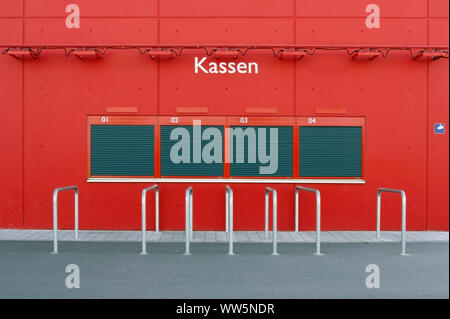 Chiuso pagare stand o di vendite di biglietti nel stadium Opel arena di 1. FSV Mainz 05, Foto Stock