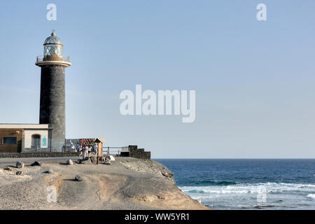 Spagna Fuerteventura, Puerto Punta Jandia, faro, cielo, mare Foto Stock