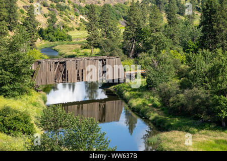 Manning-Rye ponte coperto nella regione Palouse dello Stato di Washington, attraversa il fiume Palouse in Colfax, WA Foto Stock