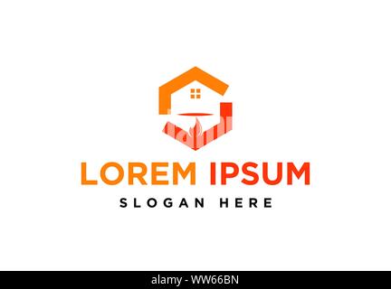 Abstract house home, fuoco riscaldamento Logo ispirazione isolata su sfondo bianco Illustrazione Vettoriale