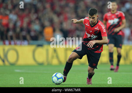 11 settembre 2019, Arena da Baixada, Curitiba, Brasile; brasiliano della finale della Coppa del Mondo, atletico versus Internacional; Bruno Guimar&#xe3;es di atletico - solo uso editoriale. Foto Stock