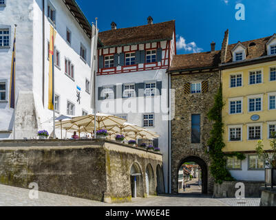 Porta della città della città vecchia medievale di Wil, San Gallo Foto Stock