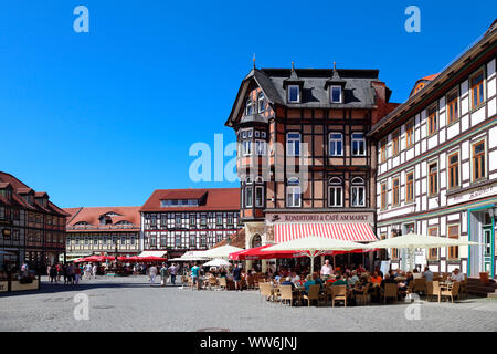 Germania, Sassonia-Anhalt, Wernigerode, Marketplace Foto Stock