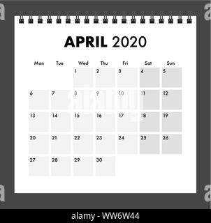 Un calendario 2020 con wire bind Illustrazione Vettoriale