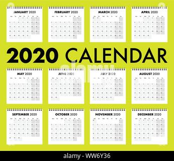 Un calendario 2020 con wire bind Illustrazione Vettoriale