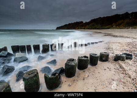 L'Europa, la Polonia, la Pomerania, Gdynia - Babie Doly, costa, frangionde vicino Torpedownia (Torpedowaffenplatz Hexengrund) Foto Stock